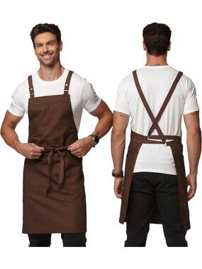 Stylish Cross Back Chef Apron for Men with Pockets - Adjustable & Durable